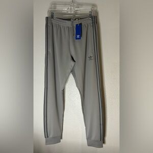 adidas Men’s Light Gray Joggers with Dark Stripes Size Medium